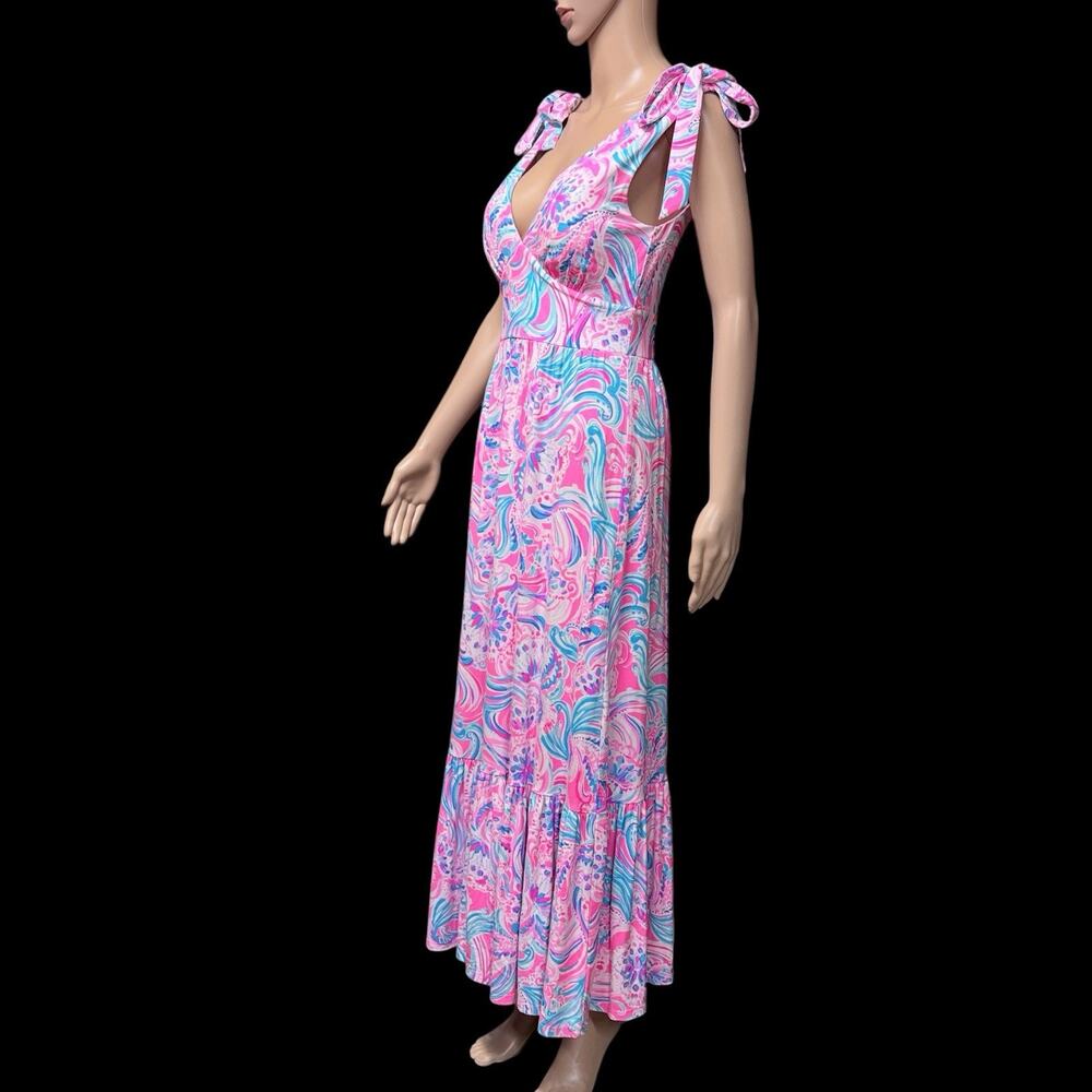 Lilly Pulitzer Maxine Dress Sz 2 Prosecco Pink Padded Bust Deep V Resort Cruise